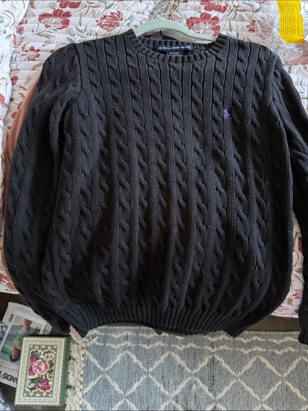 Ralph Lauren Sport Black Cable- nit Sweater- Size XL